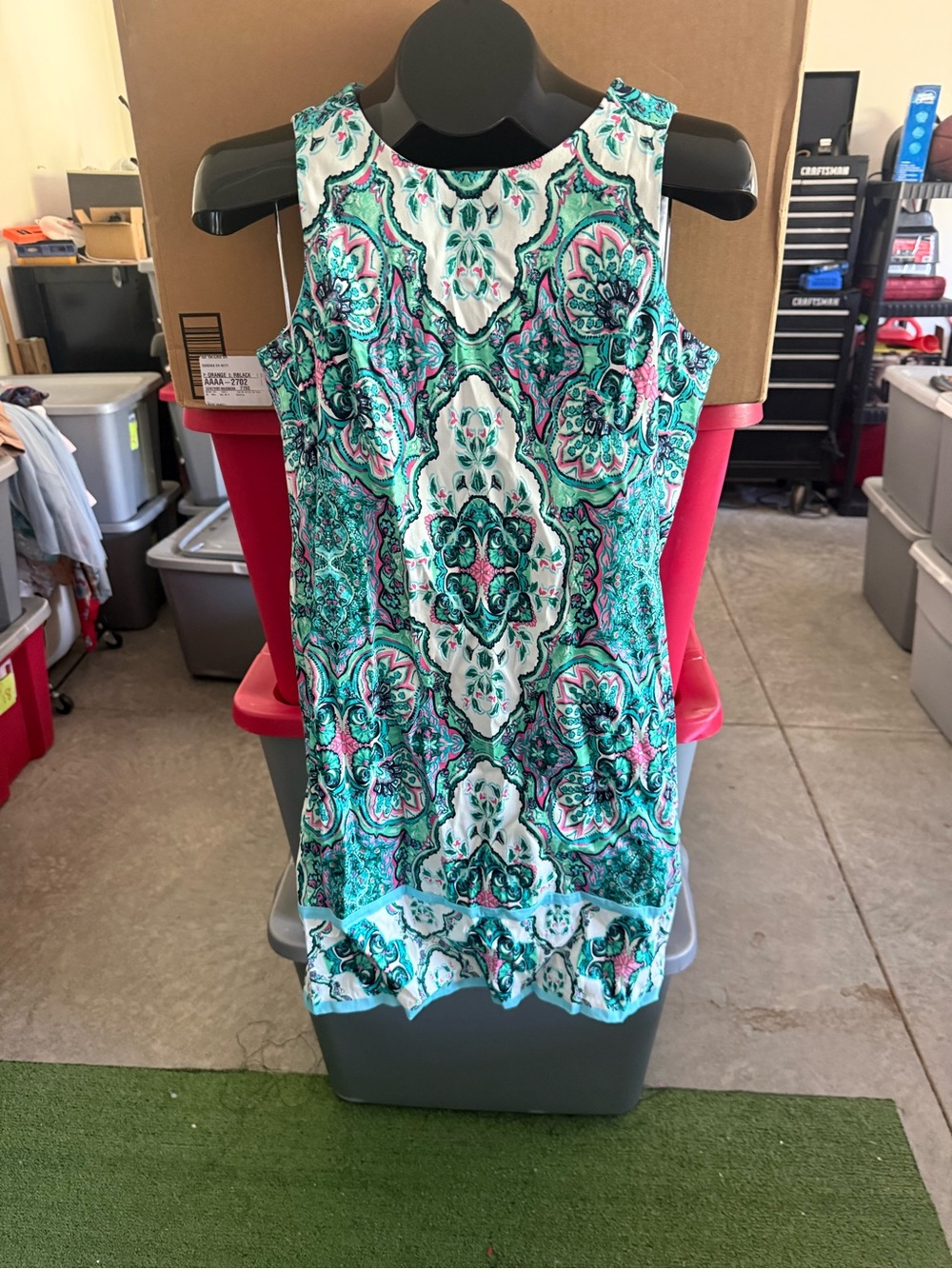Sleeveless Teal Floral Print Shift Dress p32